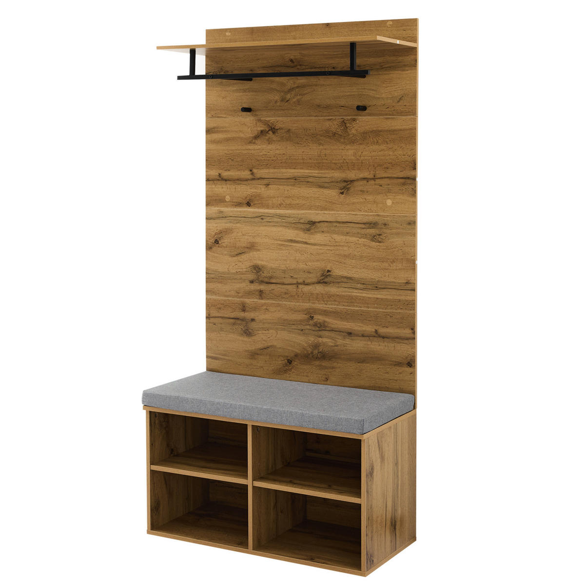 GARDEROBENSET mit Schuhbank 84 x 35 x 175 cm Holzoptik Eiche - Braun, Holzwerkstoff (37/175/84cm) - Beauniv