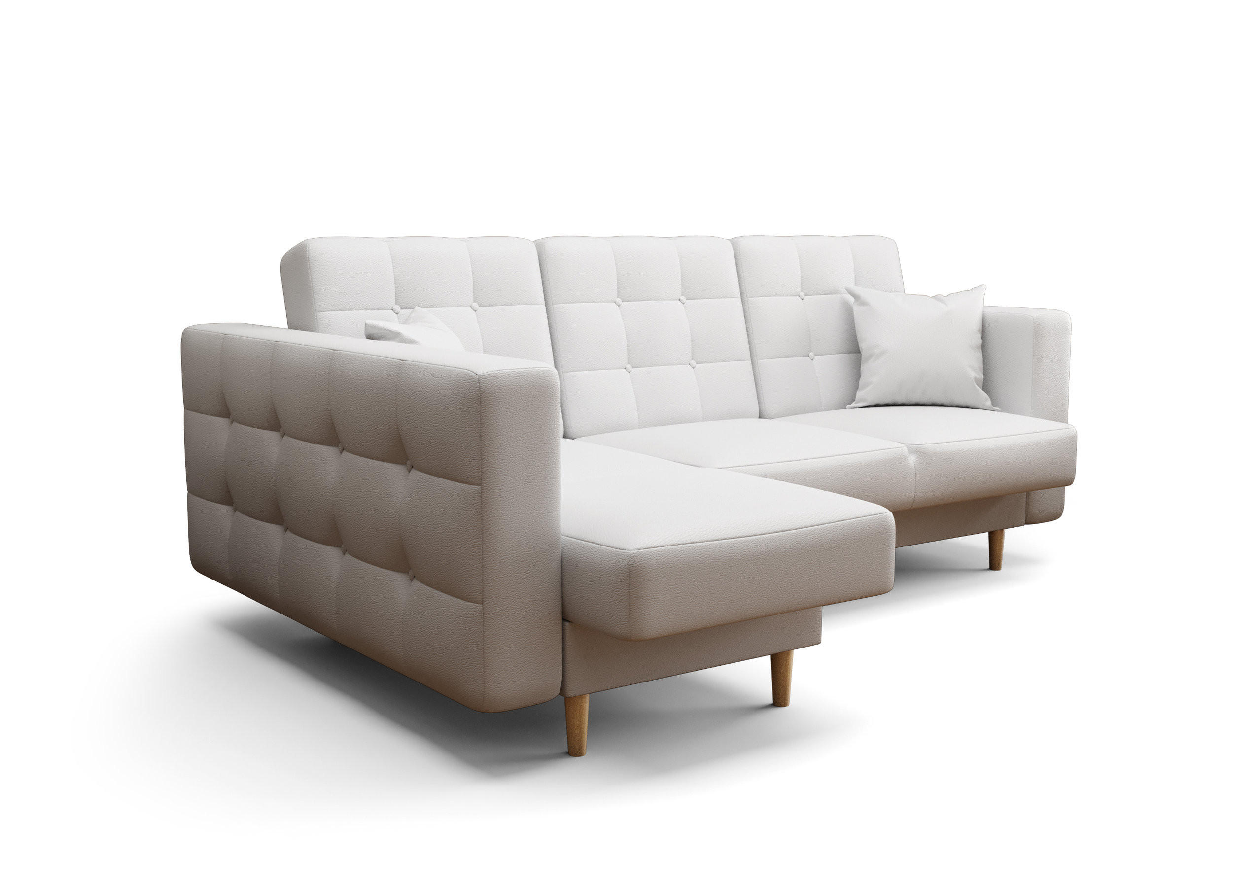 ECKSOFA KONGO RBN12, Eckcouch in L-Form mit Schlaffunktion, Farbe: Weiß, Kunstleder, Ottomane Links - Weiß, Textil (225/158cm) - O-Sofa