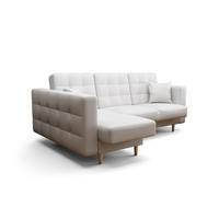 ECKSOFA KONGO RBN12, Eckcouch in L-Form mit Schlaffunktion, Farbe: Weiß, Kunstleder, Ottomane Links - Weiß, Textil (225/158cm) - O-Sofa