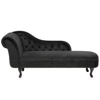CHAISELONGUE Samtstoff schwarz linksseitig Nimes - Schwarz, Textil (170/79/61cm) - Beliani