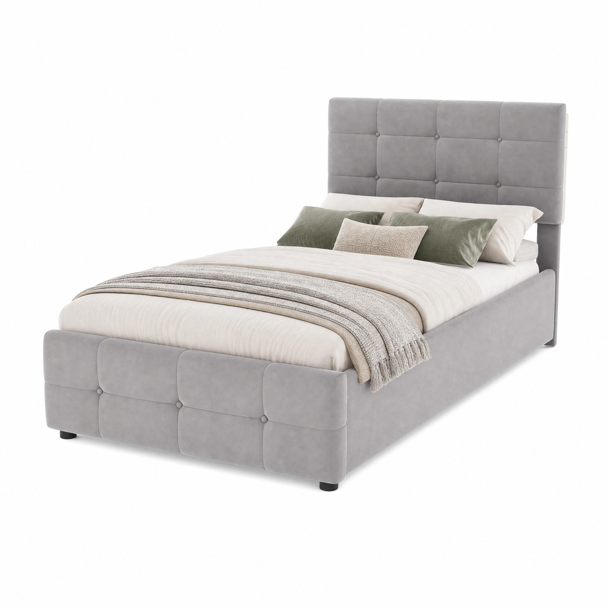 POLSTERBETT mit Stauraum 90x200 cm Samt Grau - Grau, Metall (90/200cm) - Beauniv