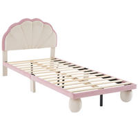 POLSTERBETT 90/200 cm in Beige & Rosa mit LED Samt - Beige/Rosa, Holzwerkstoff/Textil (90/200cm) - STILVORA