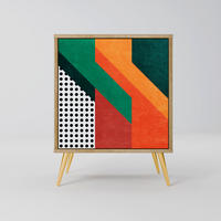SIDEBOARD MAKESHIFT ARTISTRY, Eichefarben, 57,5x42x75,5 cm, Goldfarbene Metallfüße - Eichefarben/Goldfarben, Holzwerkstoff/Metall (57.5/75.5/42cm) - SpaceRebels