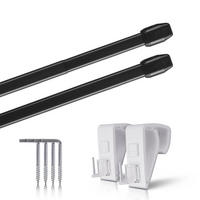 GARDINENSTANGE 2er-Pack Schwarz 60-90 cm + 4 Klemmträger - Schwarz, Metall (1/60cm)