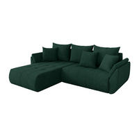 ROHOVÁ SEDAČKA s funkcí spaní, otoman vlevo TOKO-L 277x194x86 zelená velur - černá/zelená barva, kompozitní dřevo/textil (277/194cm) - ALTDECOR