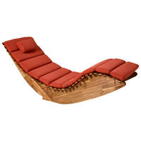 SONNENLIEGE Braun Brescia Premium - Rot/Braun, Holz (60/90/176cm) - Beliani