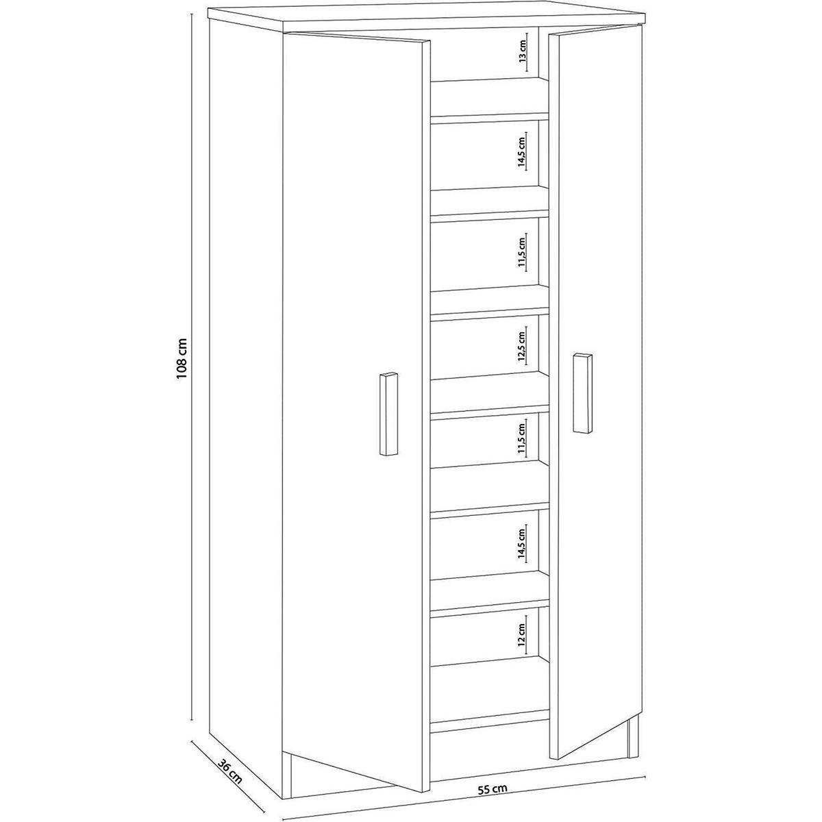 SCHUHSCHRANK Weiß 36/55/108 cm - Weiß, Holzwerkstoff (55/108.4/36cm) - DMORA