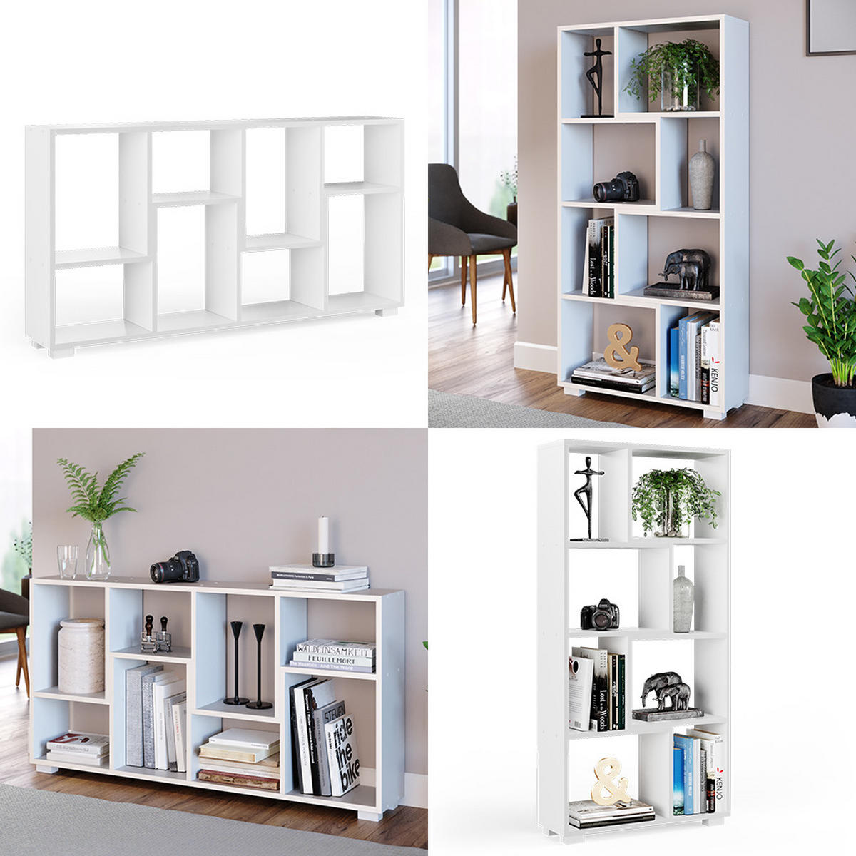 RAUMTEILER Domus Weiß 60.2 x 120 cm 8 Fächer - Weiß, Holzwerkstoff (60.2/120/20.1cm) - Vicco