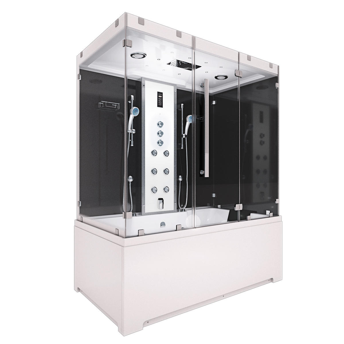 BADEWANNE Dusche K80-SW-TH-C-EA Duschtempel - Schwarz, Glas/Kunststoff (180/100/228cm) - AcquaVapore by Sandra Jentho