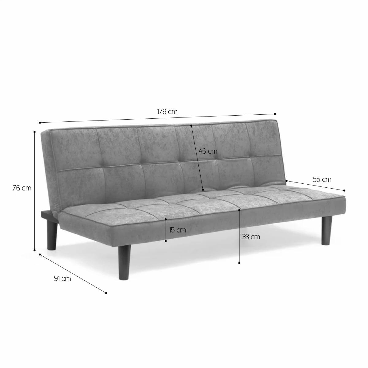 2-SITZER Sofabett Giada - Schwarz - Schwarz, Textil (179/76/91cm) - Pasmara