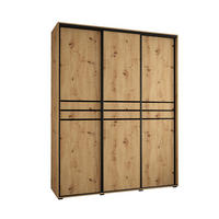 SCHWEBETÜRENSCHRANK 235,2/190/45 3-türig - Schwarz/Eiche Artisan, Holz/Metall (190/235/45cm) - Abiks Möbel