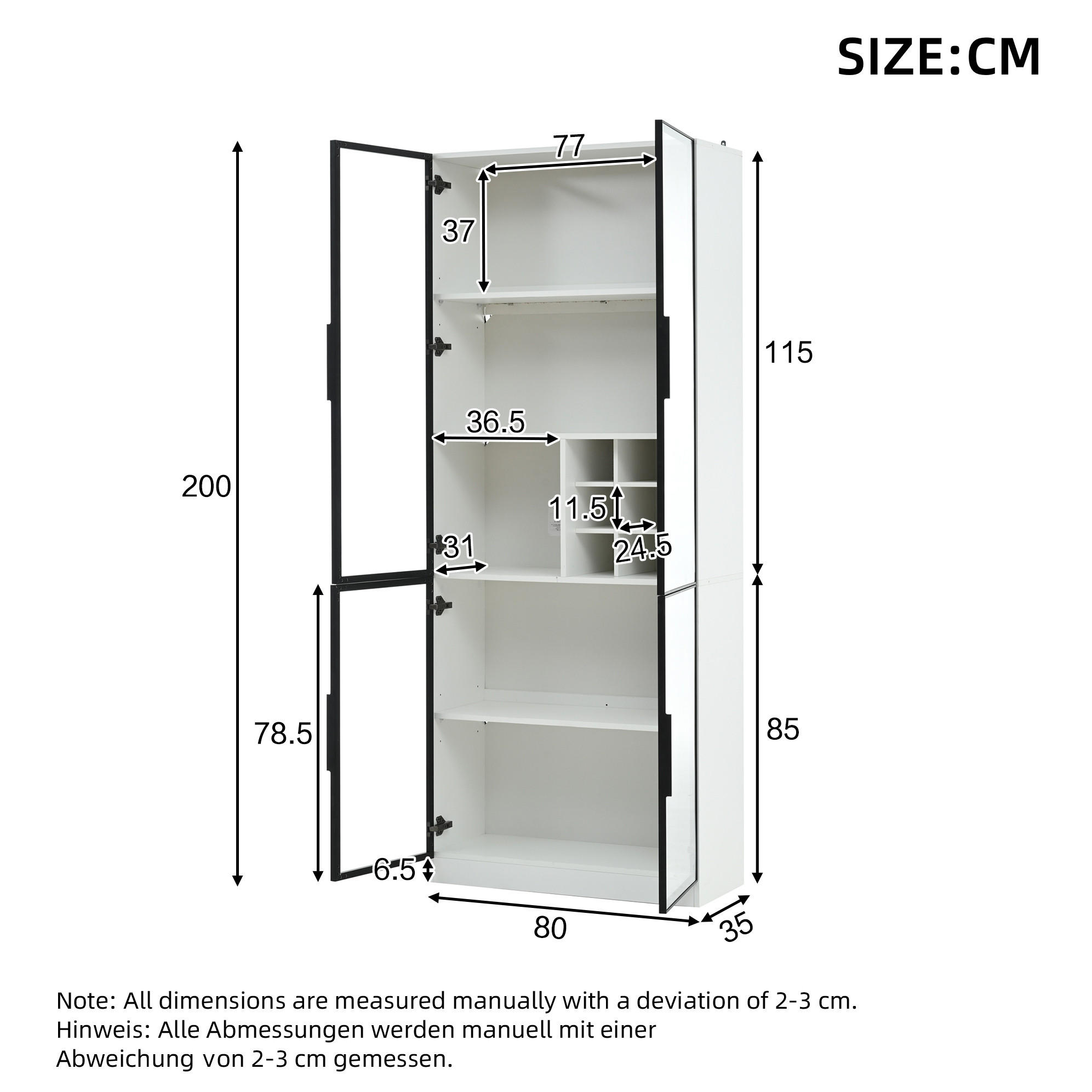 Modfu Vitrine Weiß 80x200x35 cm