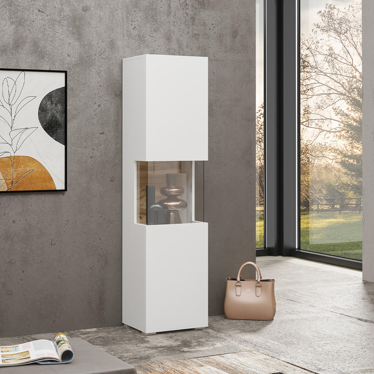 VITRÍNA Glora Bílá - bílá, kompozitní dřevo (36/140/30cm) - Petits-meubles