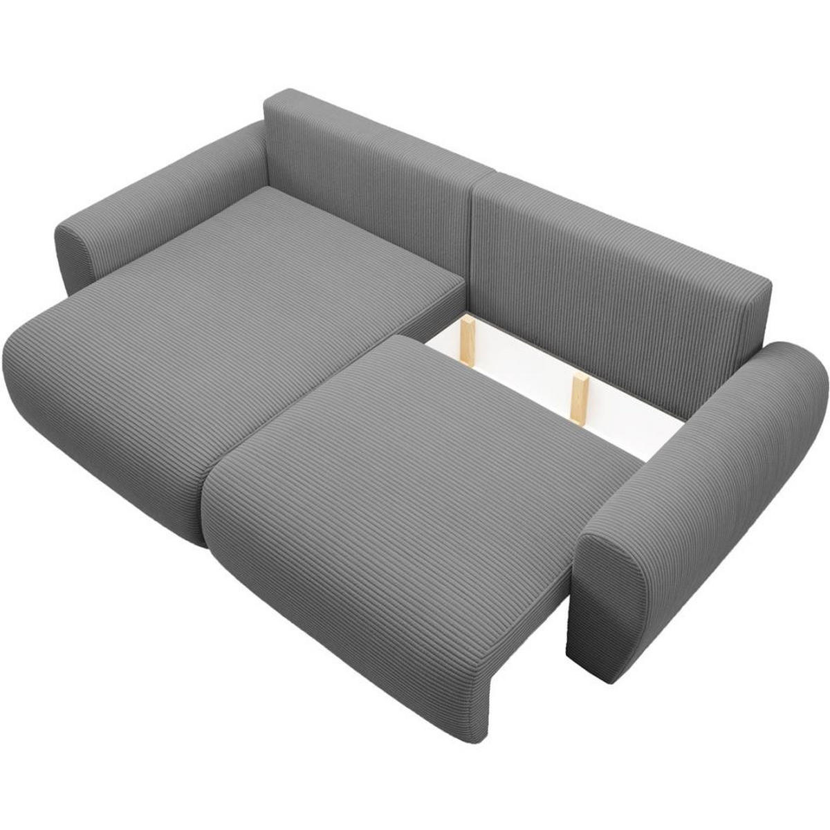 ECKSCHLAFSOFA Poss L grau links - Grau, Textil (253/153cm) - Beautysofa