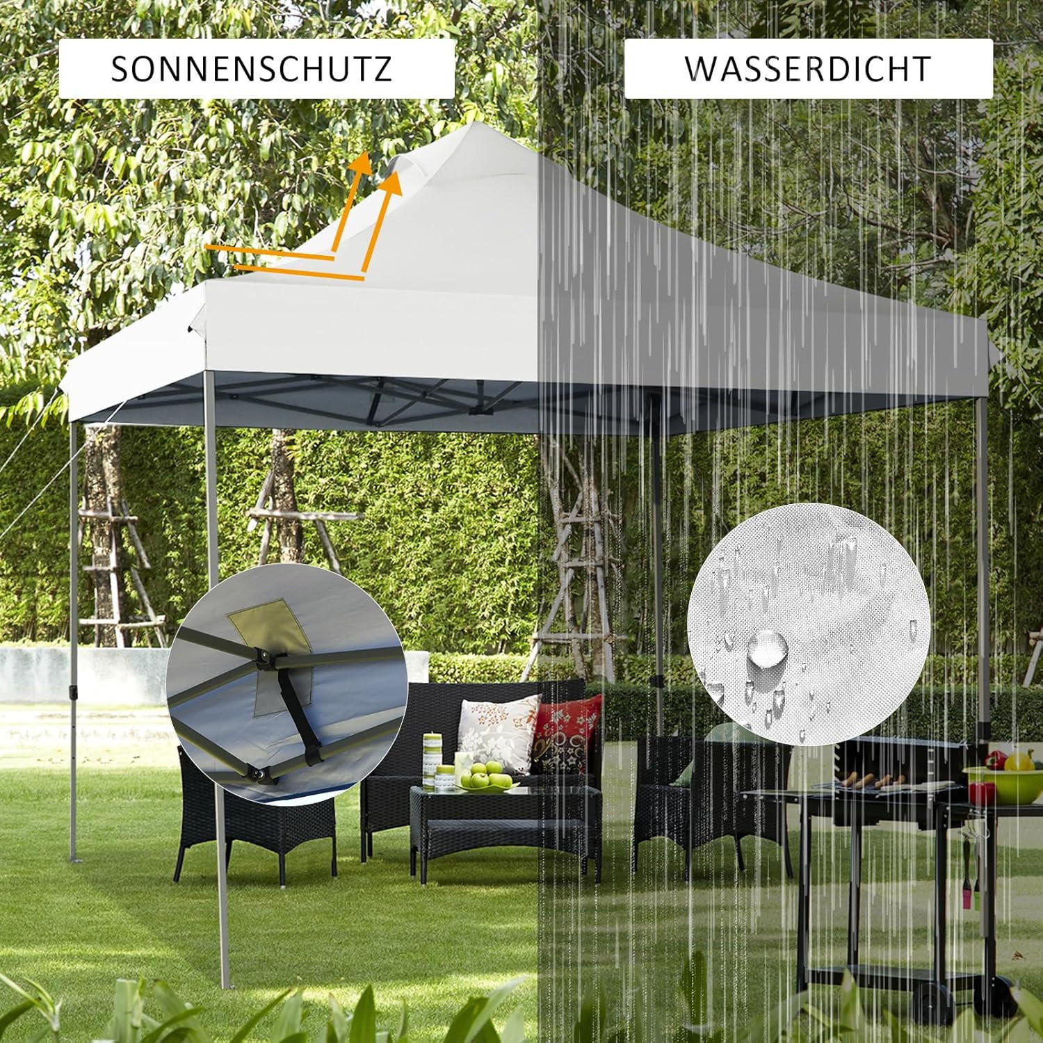 POP-UP-UBERDACHUNGSZELT Weiß - Weiß, Textil (300/335/300cm) - COSTWAY
