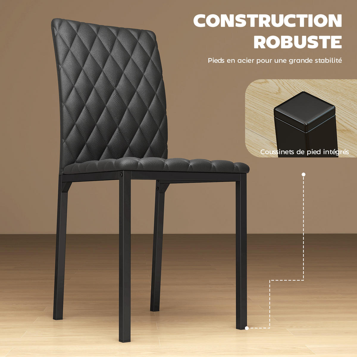 ESSZIMMERSTÜHLE 4er-Set DE-13295 Rhombus-Steppung Schwarz - Schwarz, Metall (41/91/50cm) - ComfortXL