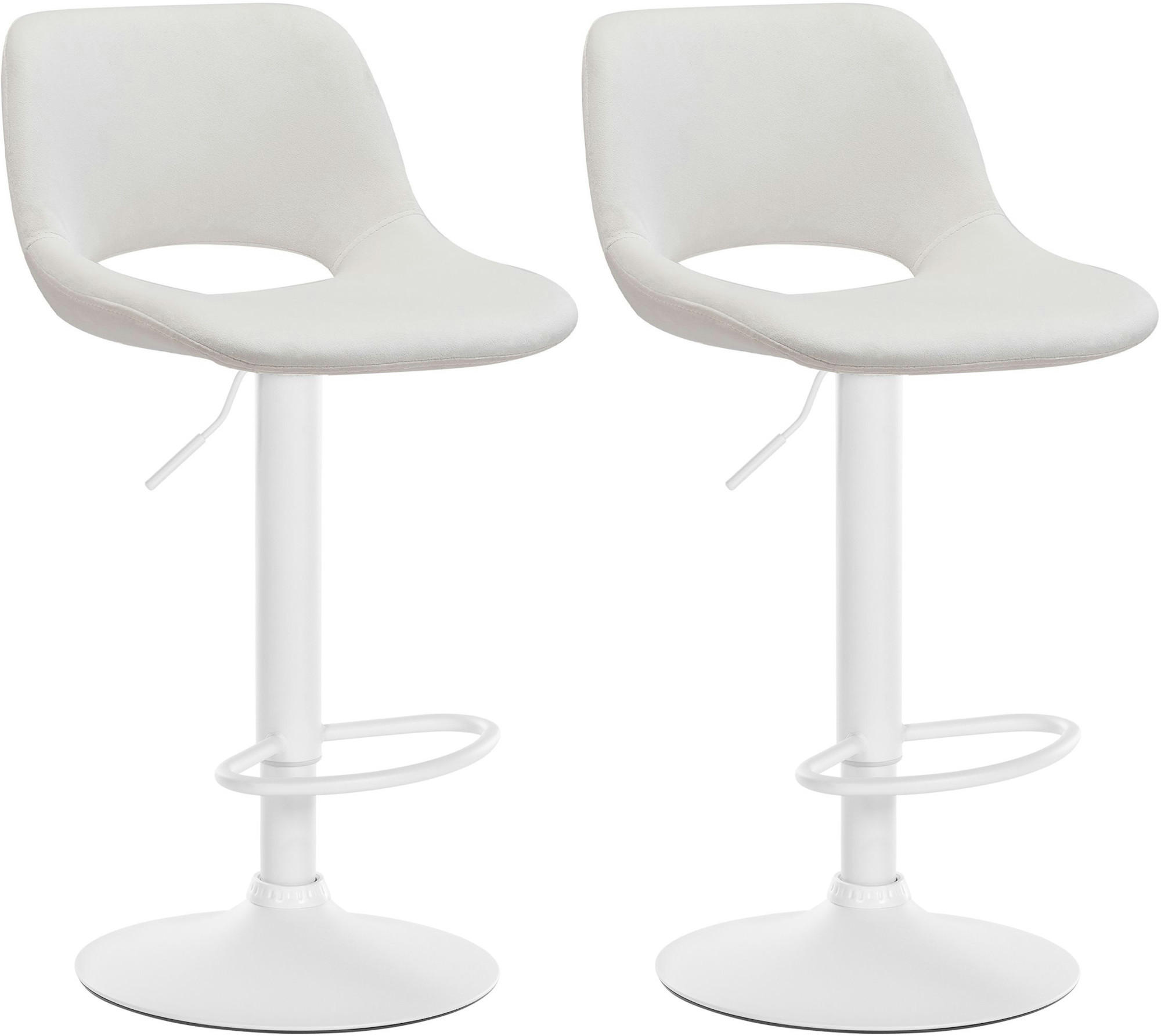 BARHOCKER 2er Set Samt creme - Creme/Weiß, Textil/Metall (42/86/46cm) - CLP