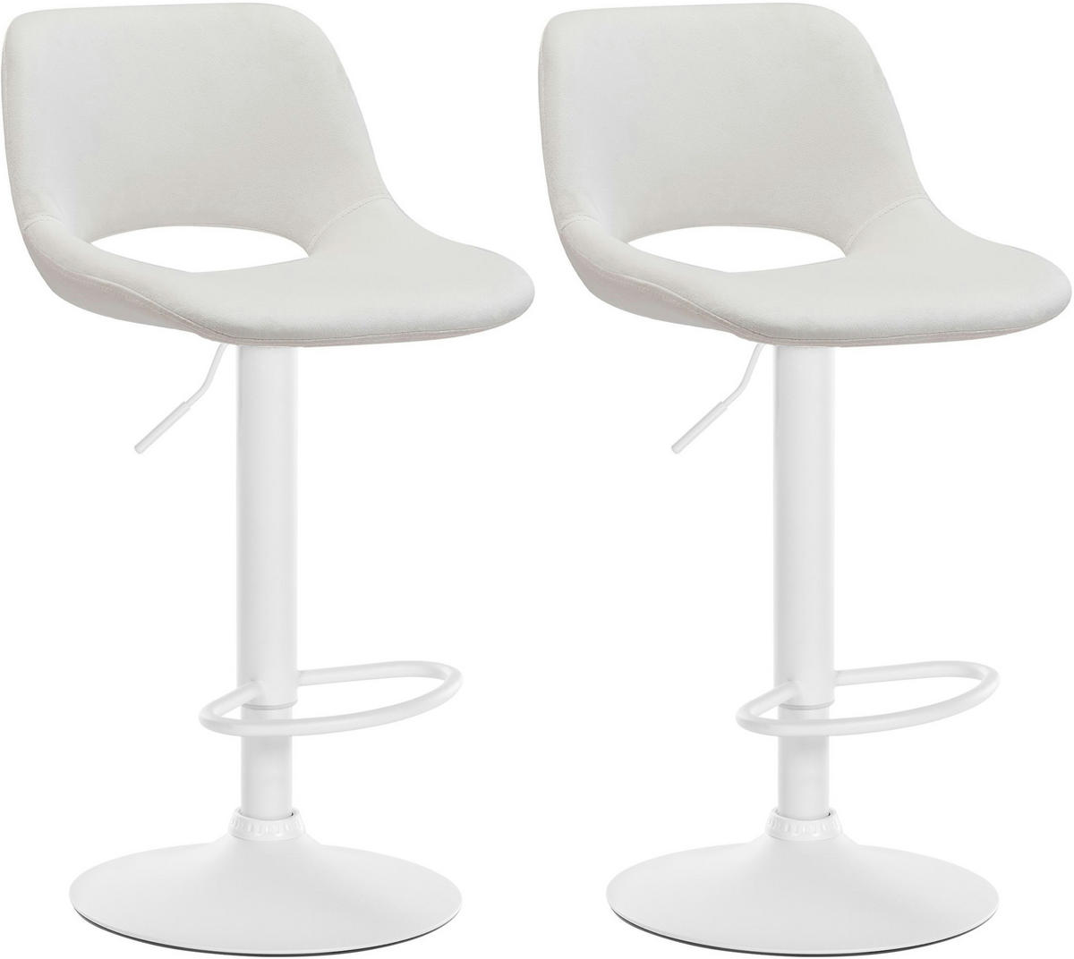 BARHOCKER 2er Set Samt creme - Creme/Weiß, Textil/Metall (42/86/46cm) - CLP