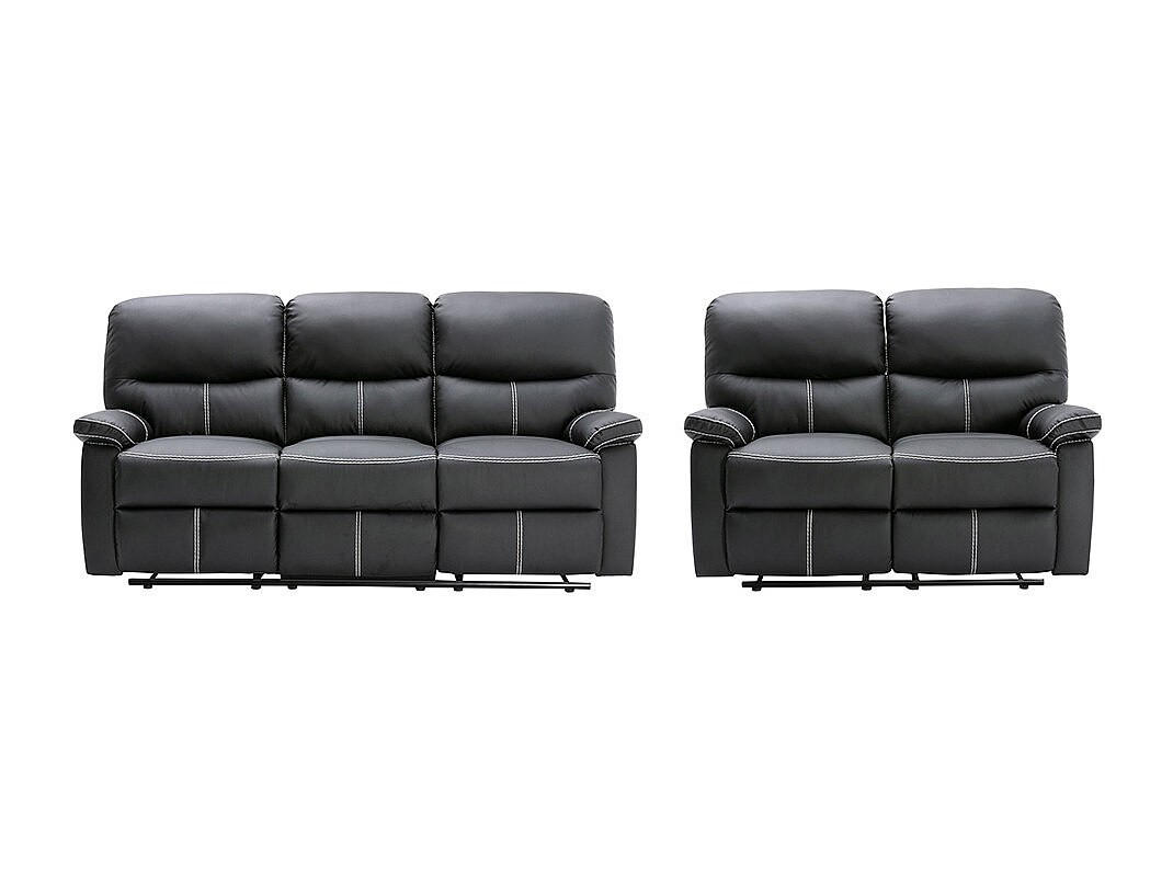 COUCHGARNITUR - 5 Personen - kunstleder - schwarz Canby - Schwarz, Leder (133/95/90cm) - Vente-Unique