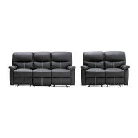 COUCHGARNITUR - 5 Personen - kunstleder - schwarz Canby - Schwarz, Leder (133/95/90cm) - Vente-Unique