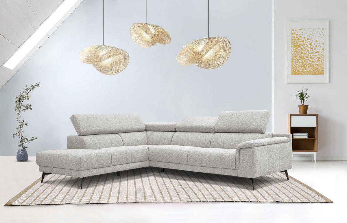 ECKSOFA FIERO 5-Sitzer, creme - Creme/Schwarz, Holzwerkstoff/Textil (158/269cm) - Courtois Laville