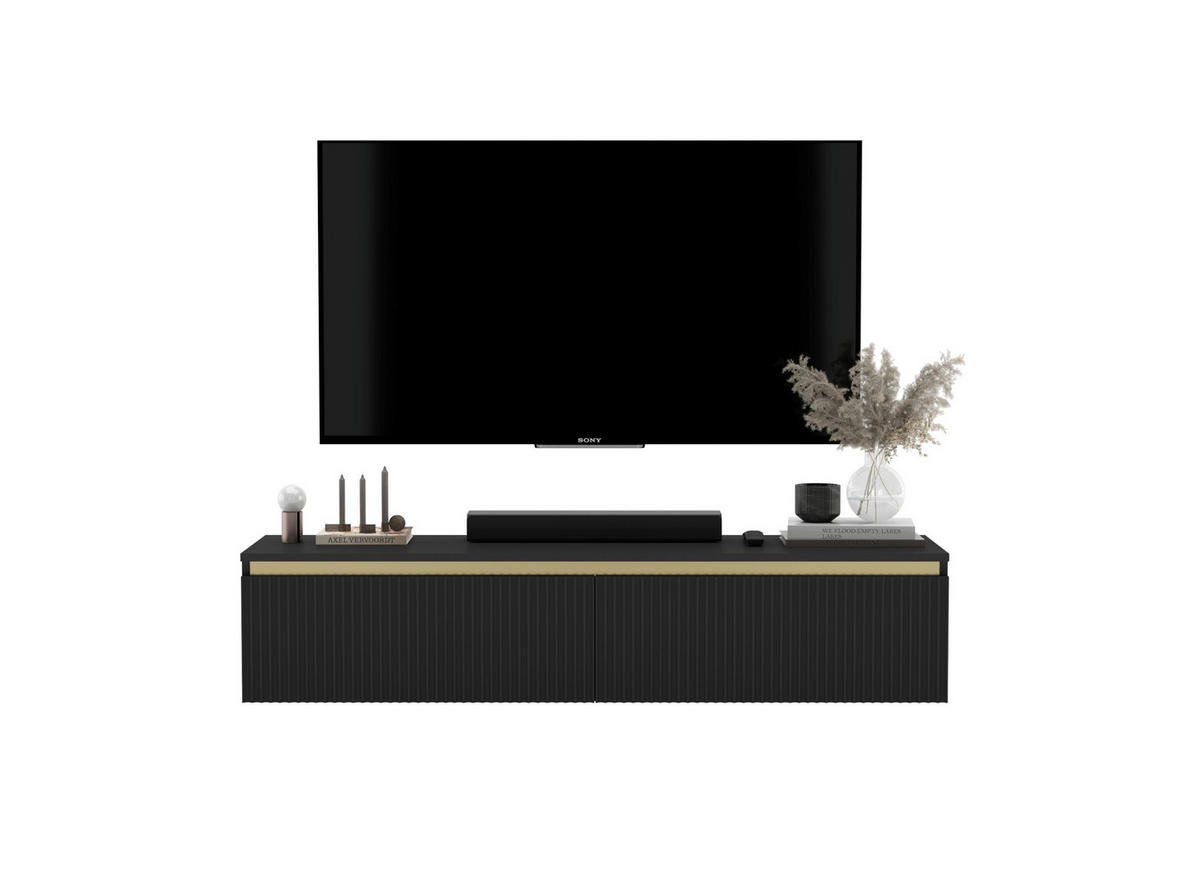 TV-SCHRANK Selene Schwarz matt Glamour 140 cm - Schwarz, Holzwerkstoff (140/30/35cm) - Meble Lindner