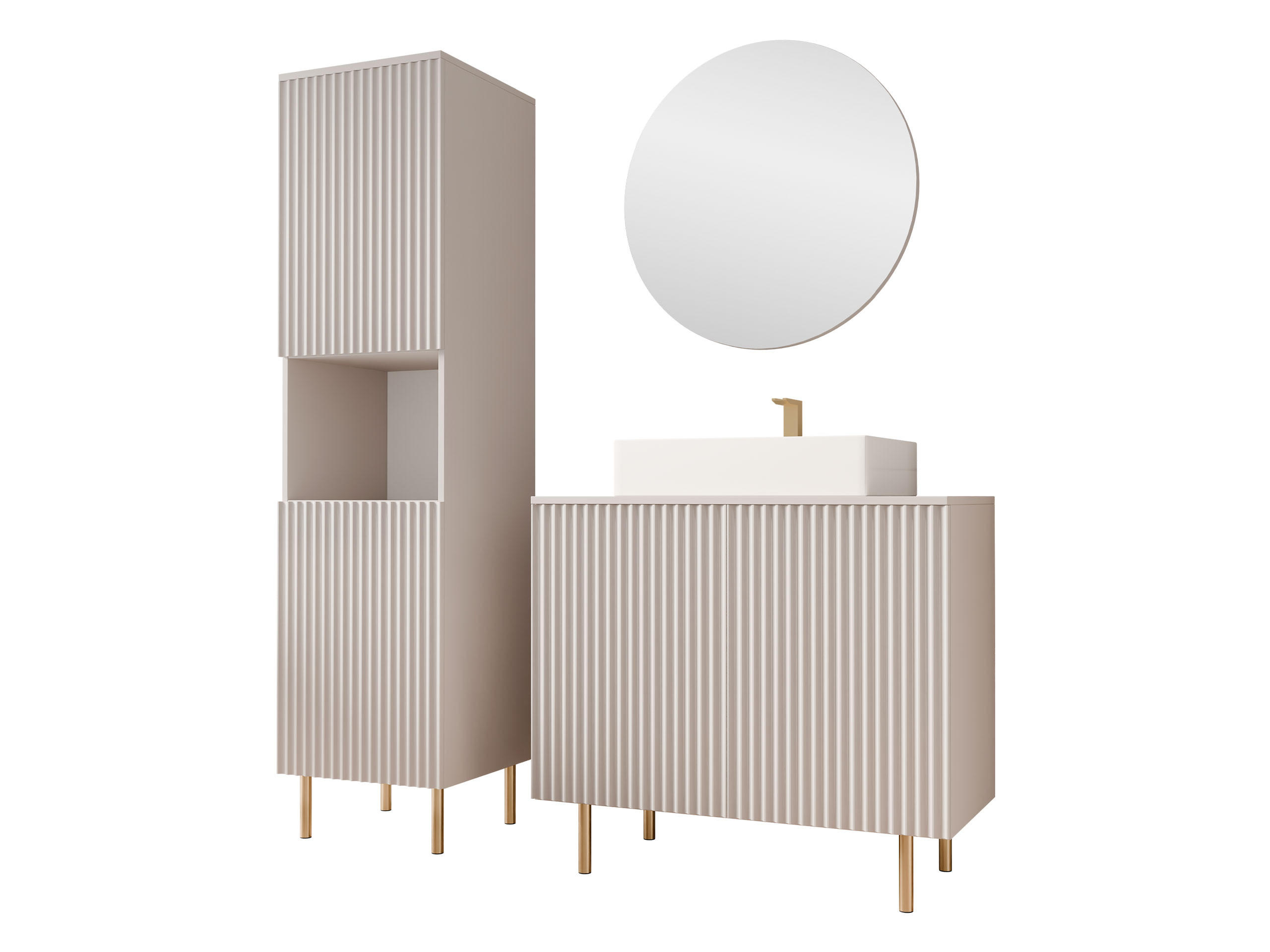 BADMÖBEL-SET Nubia III - Kaschmir/Goldfarben, Holzwerkstoff/Metall (87/79/45cm) - MIRJAN24