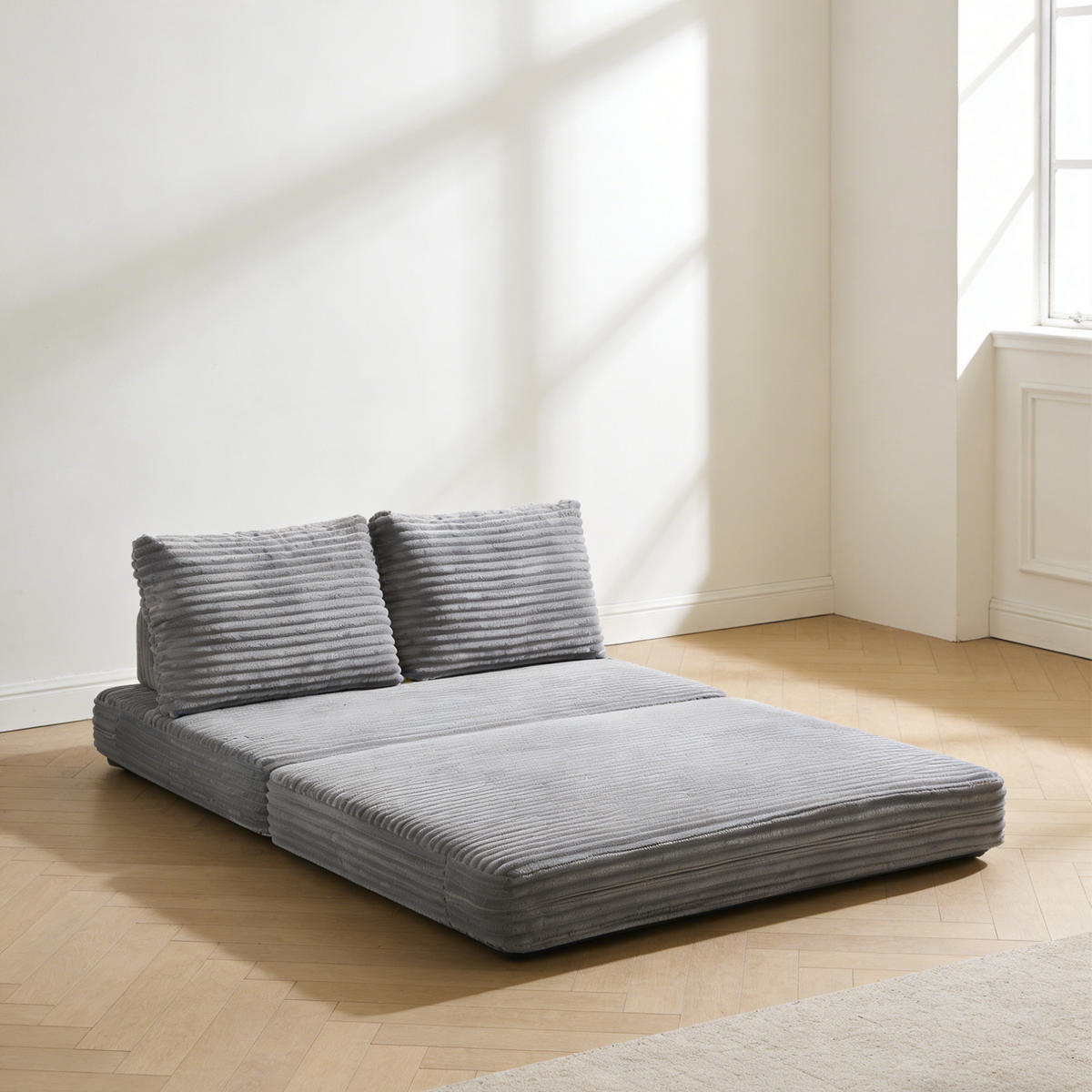 SCHLAFSOFA in Cord Hellgrau - Hellgrau, Textil (140/85/100cm) - Oxeza