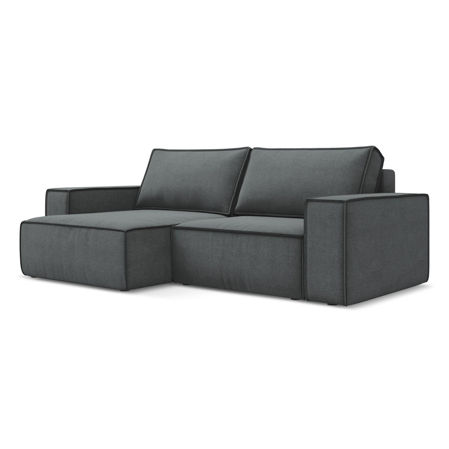 ECKSOFA mit Schlaffunktion Strukturstoff Stoff Grau - Schwarz/Grau, Kunststoff/Textil (148/257cm) - LaMiaSofa
