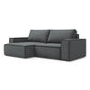 ECKSOFA mit Schlaffunktion Strukturstoff Stoff Grau - Schwarz/Grau, Kunststoff/Textil (148/257cm) - LaMiaSofa