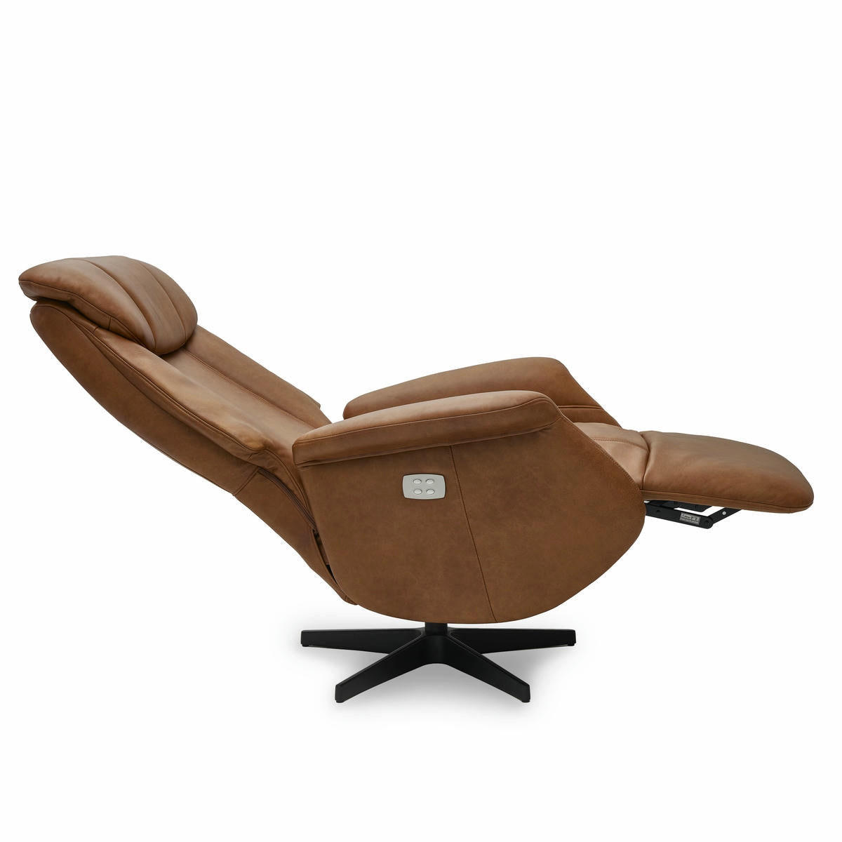 RELAXSESSEL Echtleder Cognac Braun - Schwarz/Braun, Leder/Metall (76/115/83cm) - Furnhouse