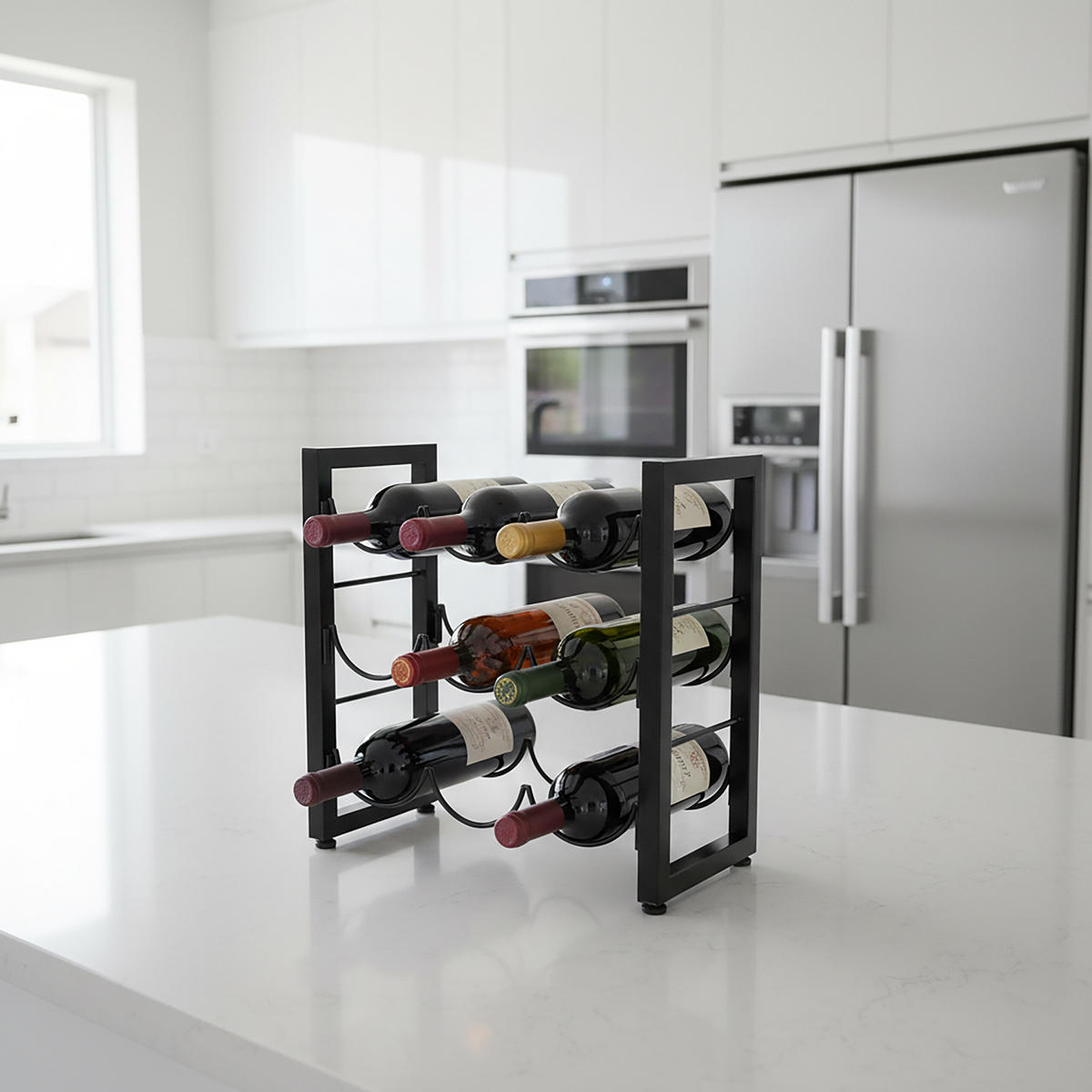 WEINREGAL - Schwarz, Metall (35/36/17cm) - Relaxdays