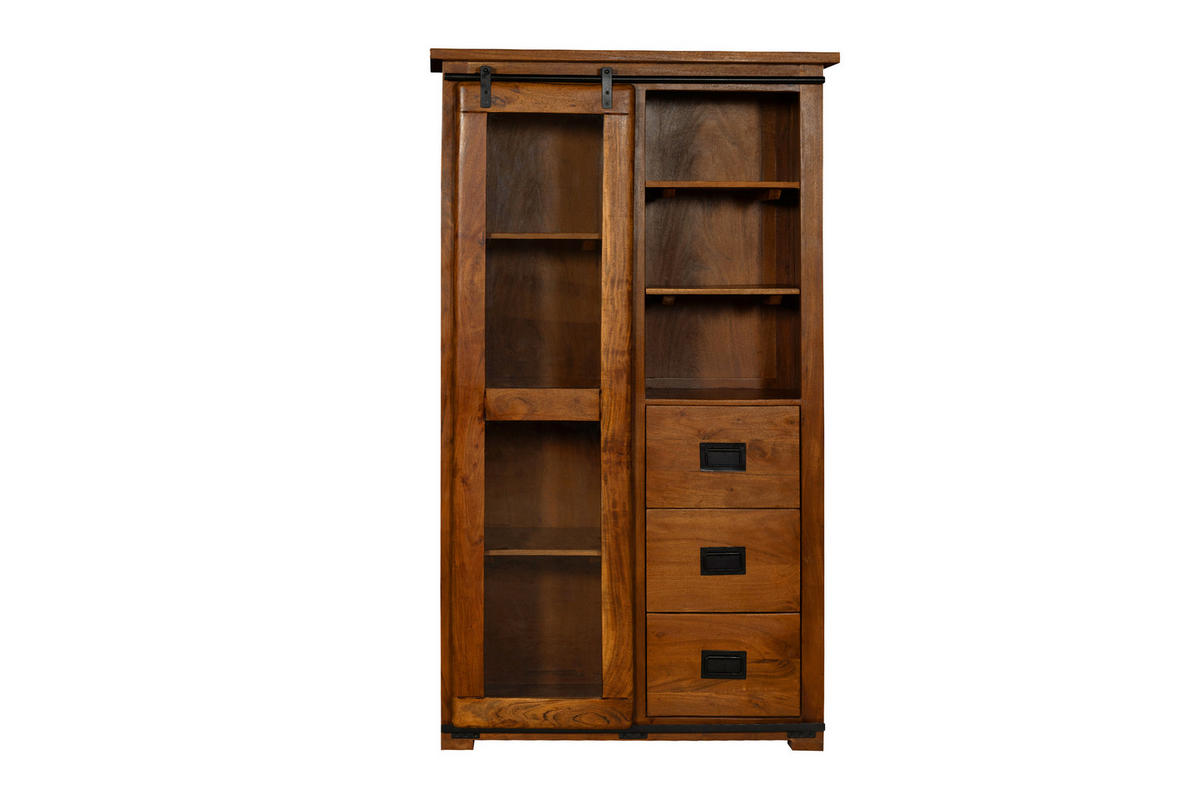 HIGHBOARD LIBRO - Braun/Naturfarben, Akazienholz/Holz (100/175/45cm) - SAM