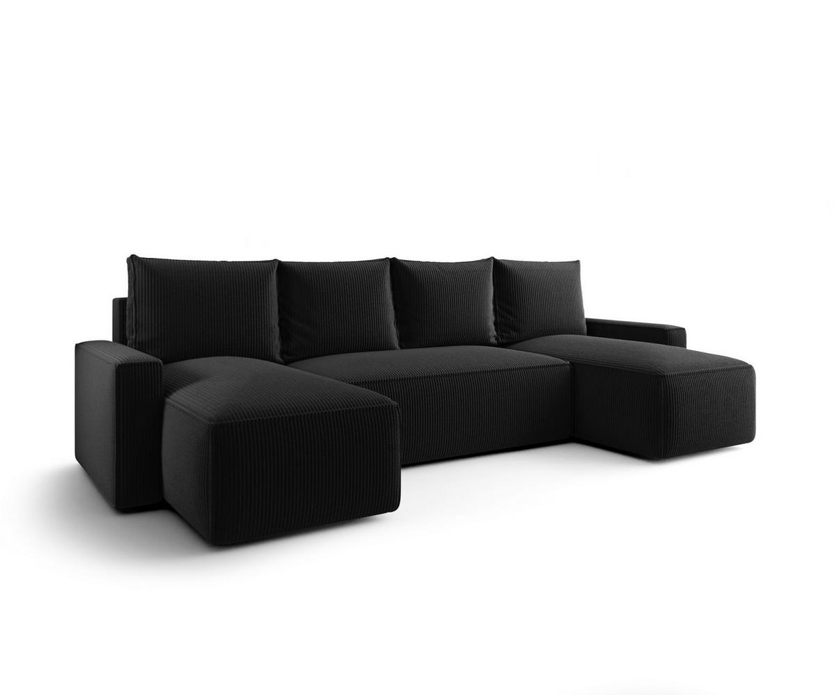WOHNLANDSCHAFT mit Schlaffunktion SAVIO U Poso 135 - Schwarz, Textil (300/75/140cm) - Bedante