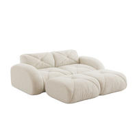 SOFA 204/171/76 cm in Hellbeige aus Chenille, rahmenlos und komfortabel - Beige, Textil (171/76/204cm) - Flora Grace