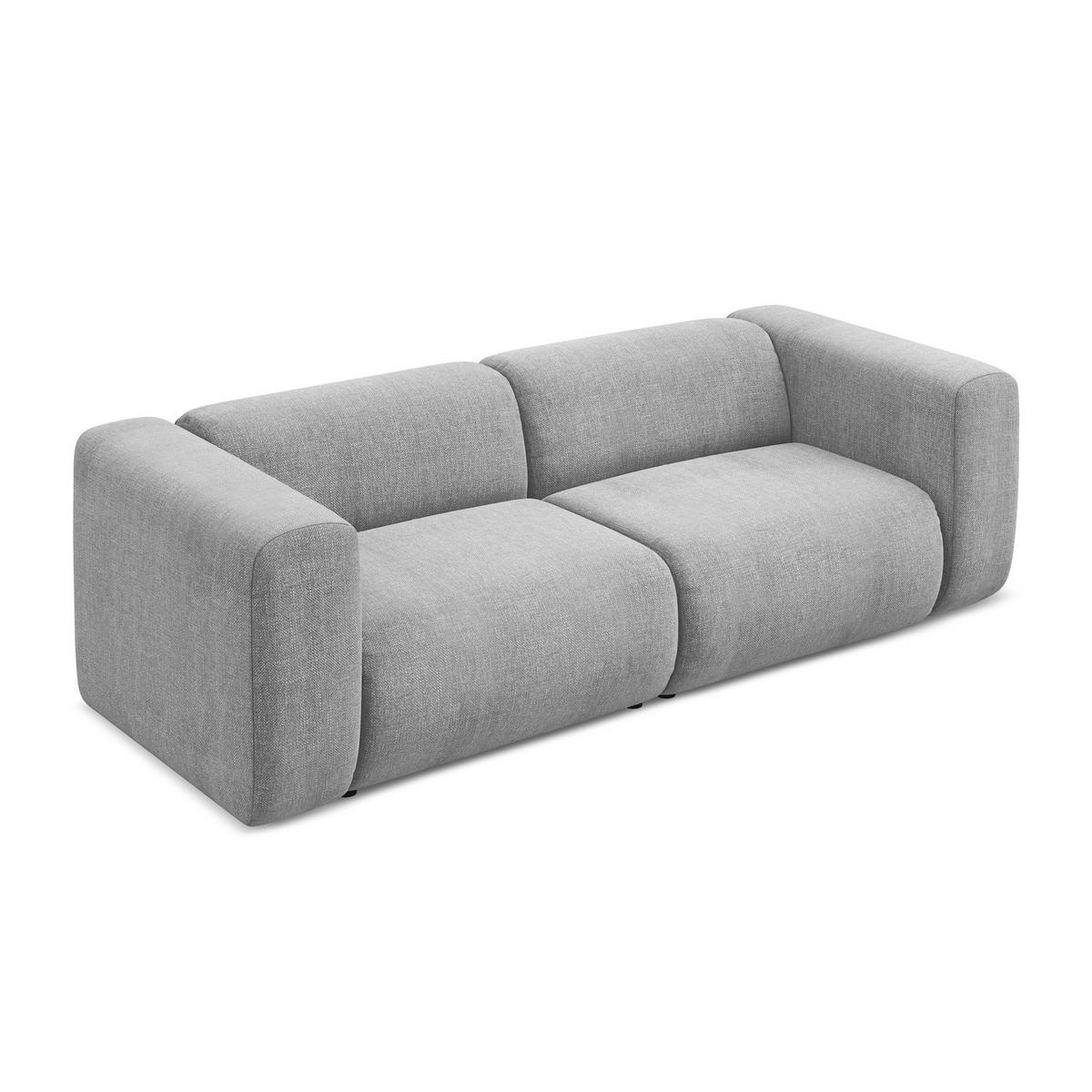 3-SITZER SOFA Chenille Stoff Grau - Hellgrau/Schwarz, Kunststoff/Textil (228/70/89cm) - LaMiaSofa