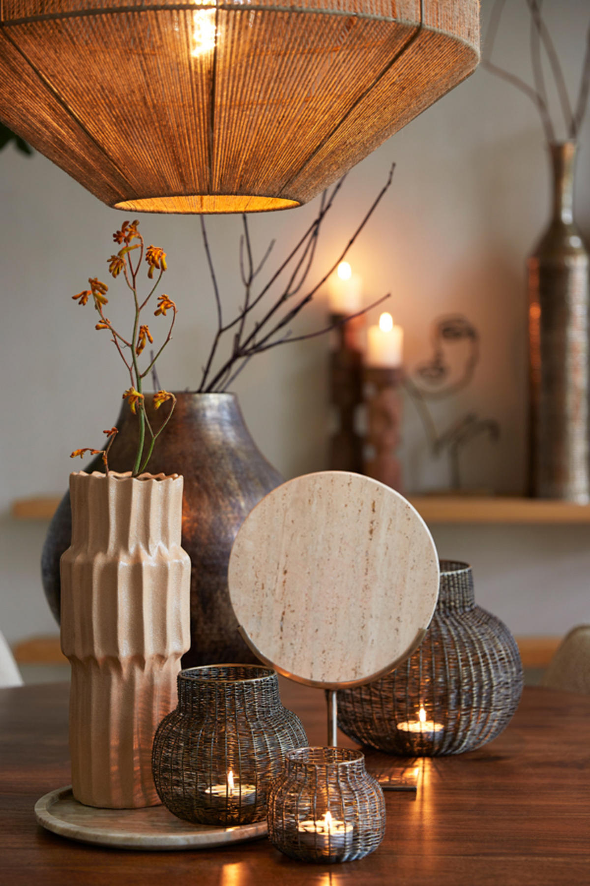 ORNAMENT Moreno Braun Ø25,5/38,5 cm - Beige, Metall (10/38.5/25.5cm) - Light & Living