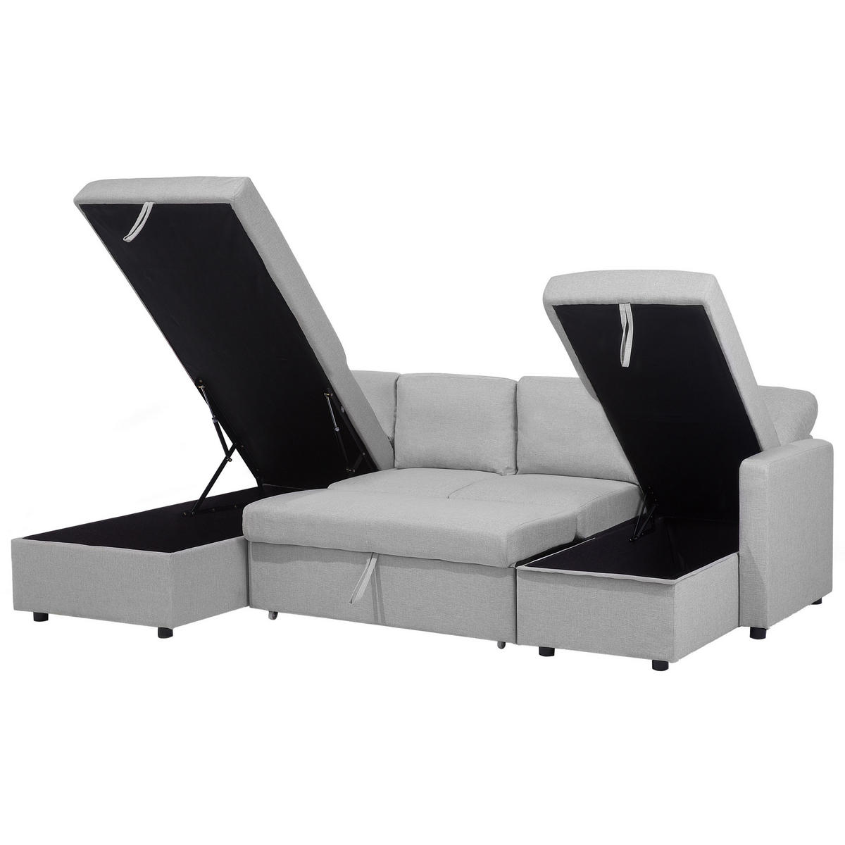 SCHLAFSOFA U-förmig Polsterbezug Hellgrau Karrabo - Hellgrau, Textil (285/90/185cm) - Beliani