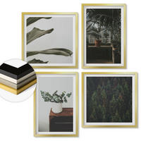 WANDBILDER 4er Set - 50x50 cm & 40x60 cm Goldrahmen - Rustikale Topfpflanzen - Goldfarben, Kunststoff (50/50cm) - ArtPrintCave