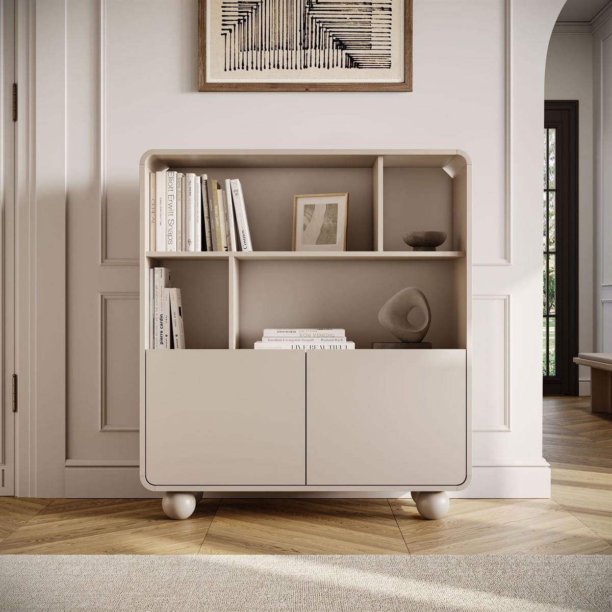 BÜCHERREGAL OLIVIO RG108 Kaschmir zweitürig - Kaschmir, Holzwerkstoff (108/121/39cm) - Lookway