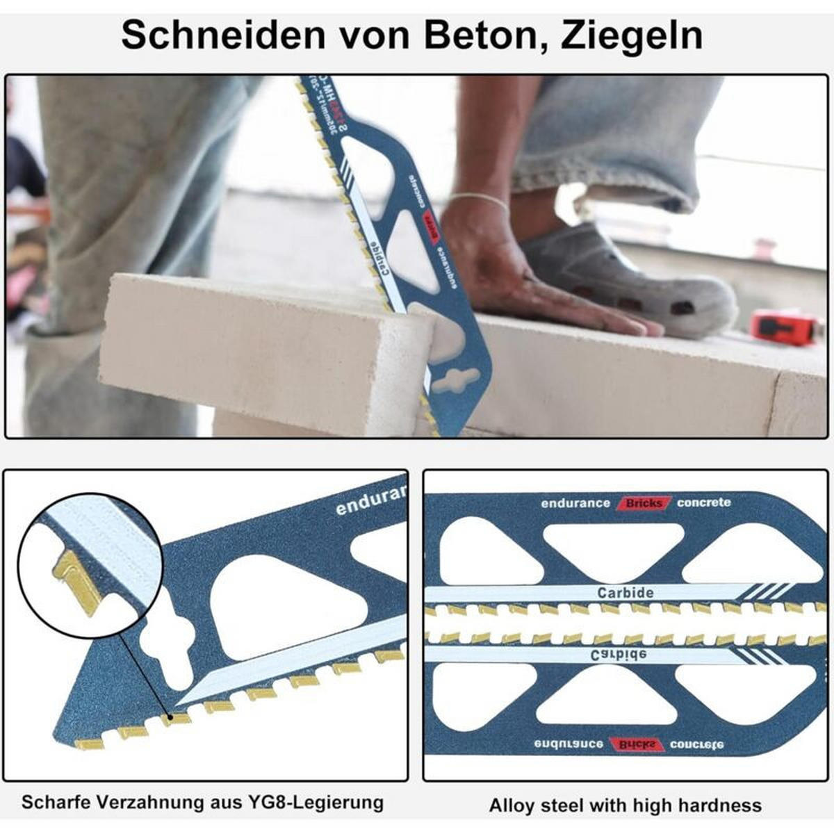 SÄGEBLATT - geeignet für Porenbeton, Ziegel, Zementplatten und Beton, 305 mm lang. - Blau, Metall (30.5/5.2/1cm) - DCA