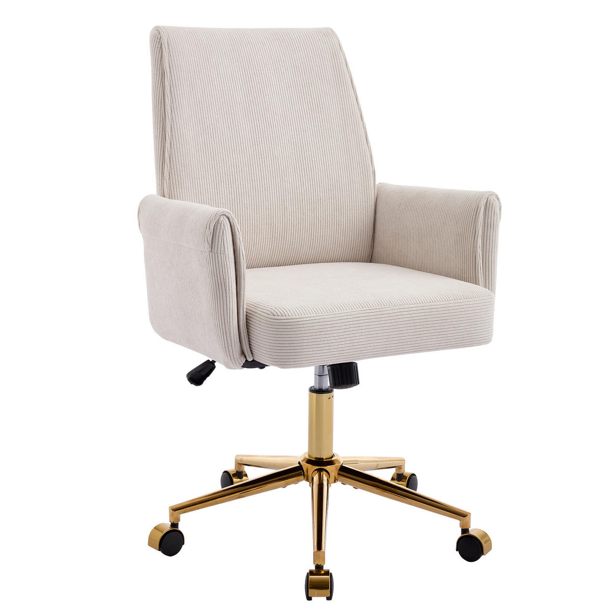 BÜRODREHSTUHL ergonomisch Corduroy White - Weiß, Kunststoff (61/107/64cm) - Meubliv