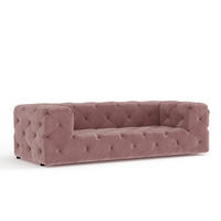 3-SITZER-SOFA Cosimo Rosa Samtstoff - Schwarz/Rosa, Holz/Holzwerkstoff (230/71/100cm) - Maison de Reve