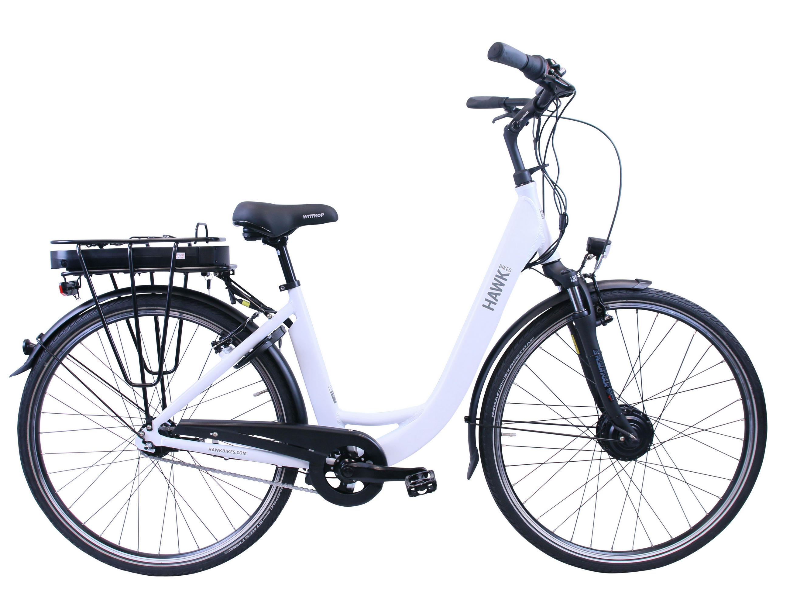 E-CITY E-Bike Weiß 7 Gang 28 Zoll Gr:46cm - Weiß, Metall (46cm) - Hawk Bikes