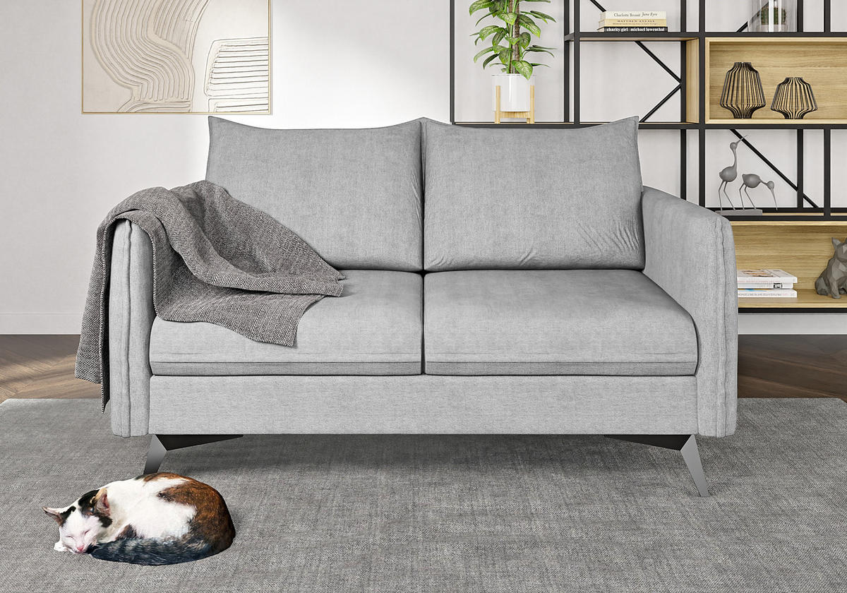 2-SITZER-SOFA Pulse Silber Luxusmicrofaser - Silberfarben/Schwarz, Holz/Textil (138/86/91cm) - S-Style Möbel