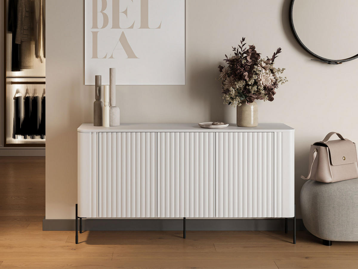 SIDEBOARD Vera 150 - Schwarz/Weiß, Holzwerkstoff/Metall (150/80/40cm) - MIRJAN24