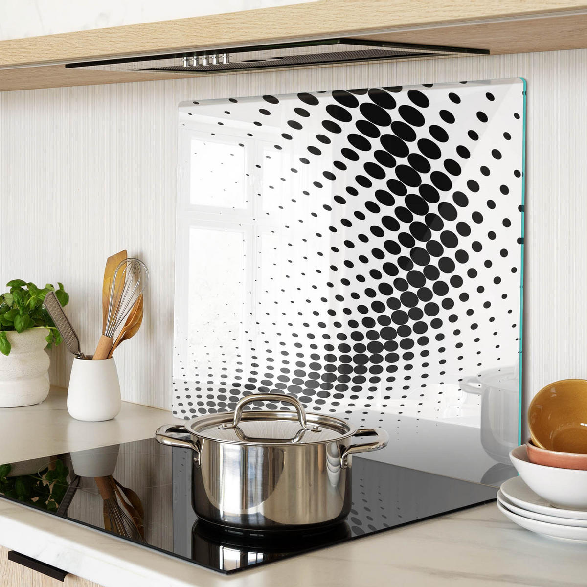 GLASPLATTE 60x52 cm Geometrische Figuren - Schwarz, Glas (60/0.4/52cm) - TULUP