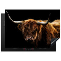 HERDABDECKPLATTE Schottischer Highlander - Hörner - Schwarz - Tiere - Natur - Wild - Kuh 75x52 cm - Cognac, Kunststoff (75/0.2/52cm) - MuchoWow