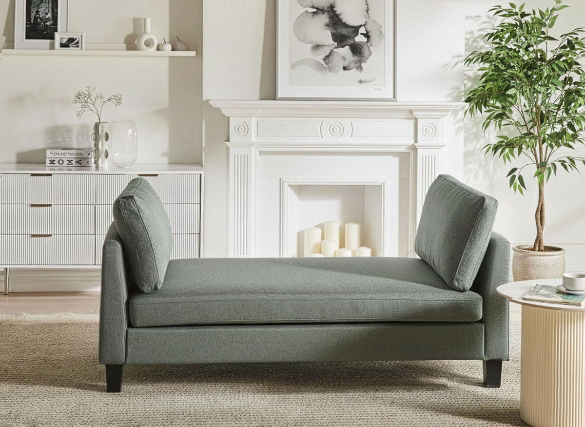 ČALOUNĚNÉ LEHÁTKO CHAISE LONGUE Látka Zelené Archiane - černá/zelená barva, textil (170/60/85cm) - Beliani
