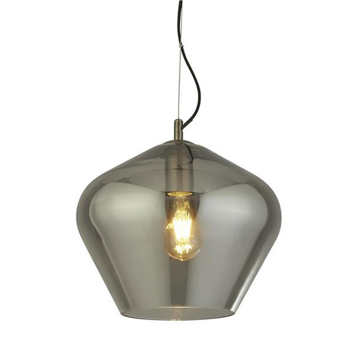 HÄNGELEUCHTE Glas Rauch Grau Altmessing - Grau, Glas (30/30/100cm)